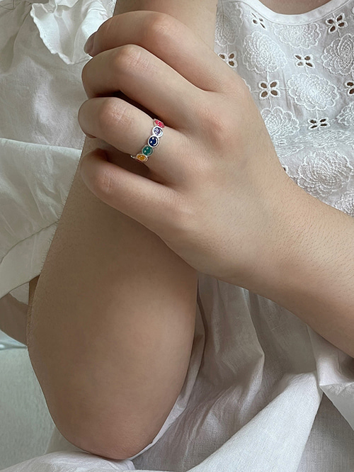 [실버925] 컬러스마일 프리사이즈 반지