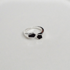 [실버925] 블랙 오각형 두꺼운 반지